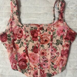 SHEIN Pink Sleeveless Fitted Bustier Tank Top